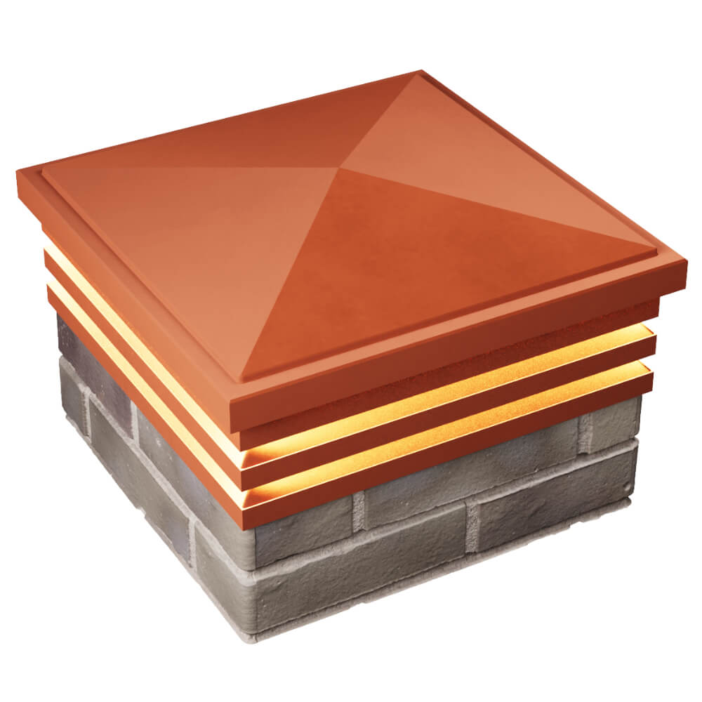 Колпак Zking Бона ХайТек Красный на столб 1.5х1.5 кирпича (385х385мм) с подсветкой в Тихорецке фото