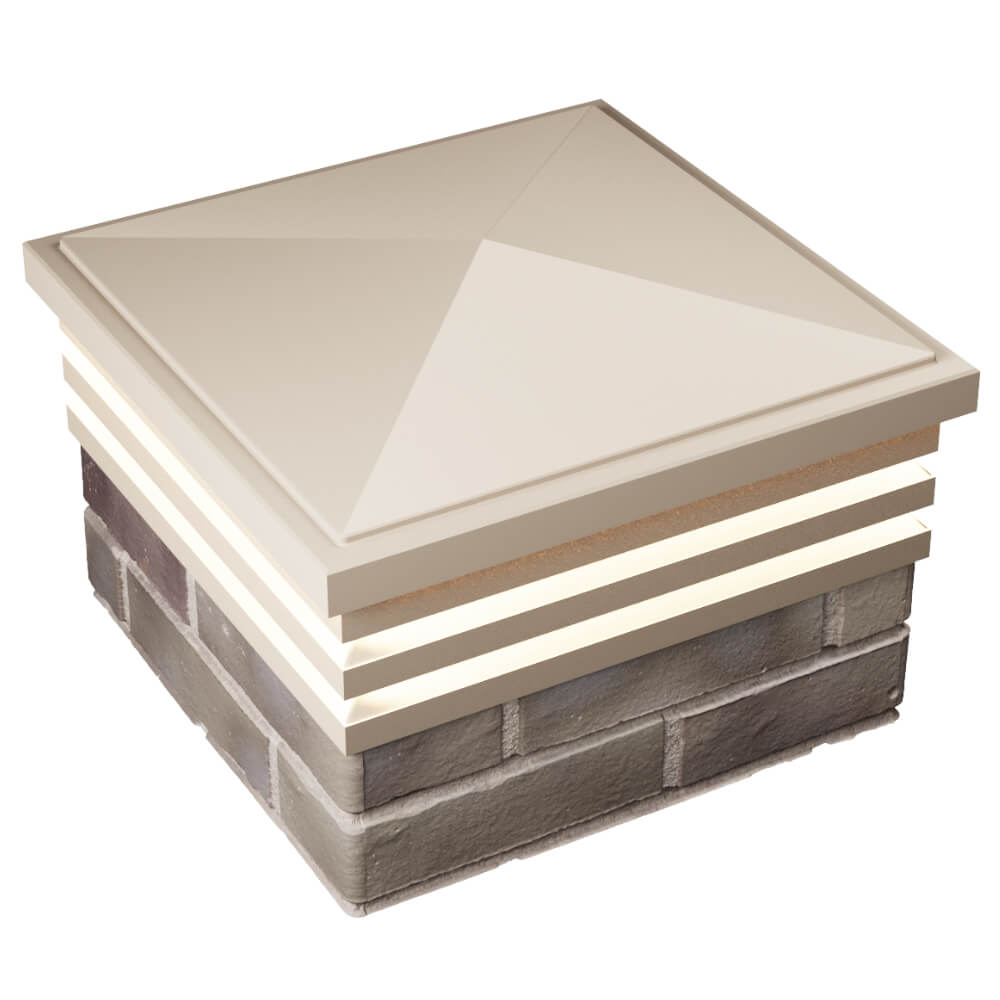 Колпак Zking Бона ХайТек Бежевый на столб 1.5х1.5 кирпича (385х385мм) с подсветкой в Тихорецке фото