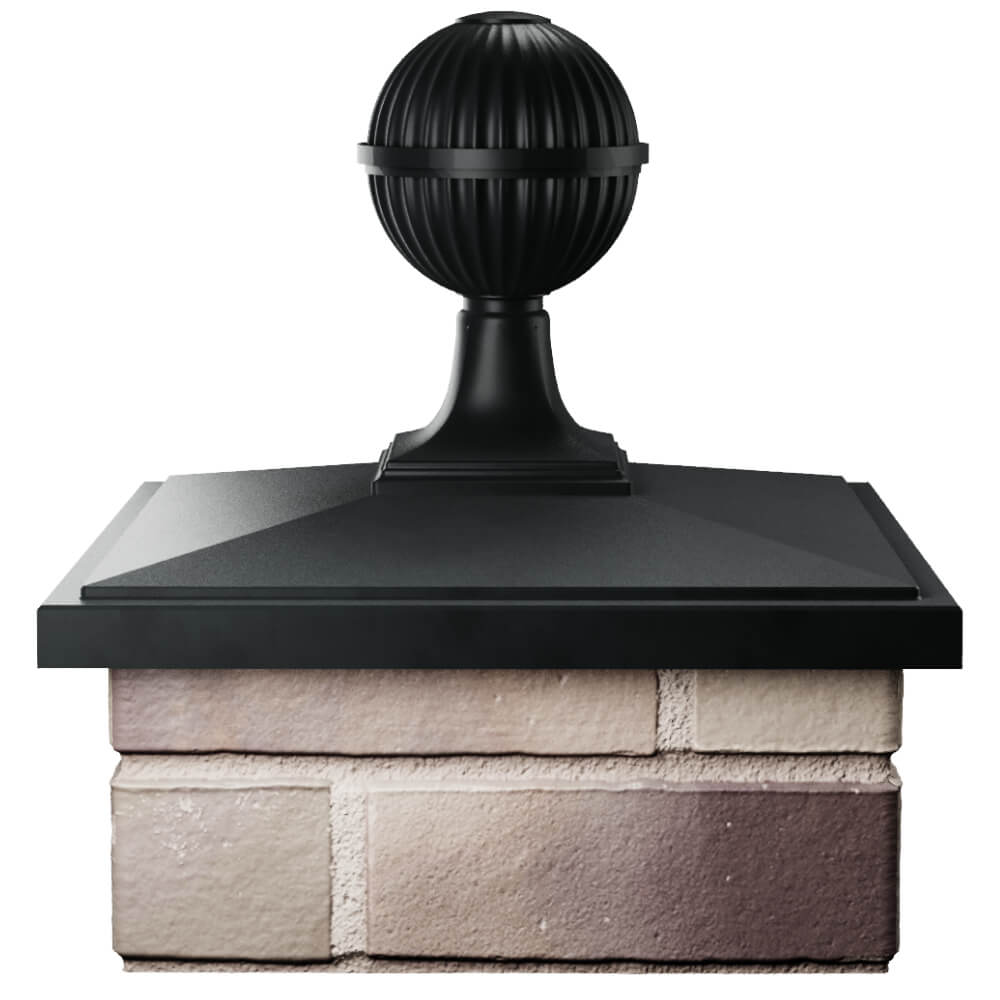 Колпак Zking БонаМоно Черный с шаром на столб 1.5х1.5 кирпича (385х385, 400х400мм) в сборе Тихорецк фото