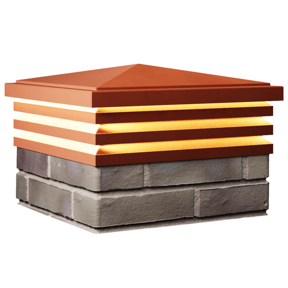 Колпак Zking Бона ХайТек Красный на столб 1.5х1.5 кирпича (385х385мм) с подсветкой в Тихорецке фото