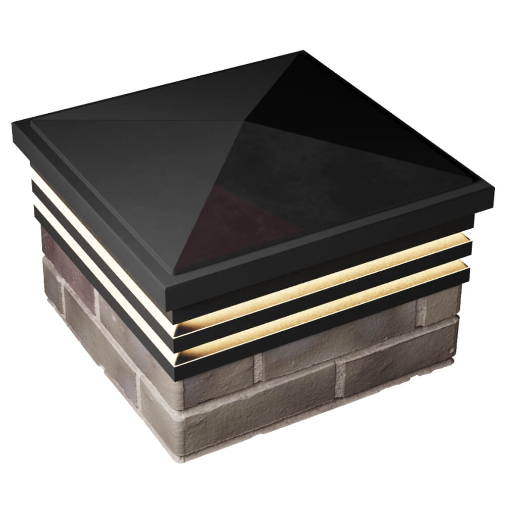 Колпак Zking Бона ХайТек Черный на столб 1.5х1.5 кирпича (385х385мм) с подсветкой в Тихорецке фото