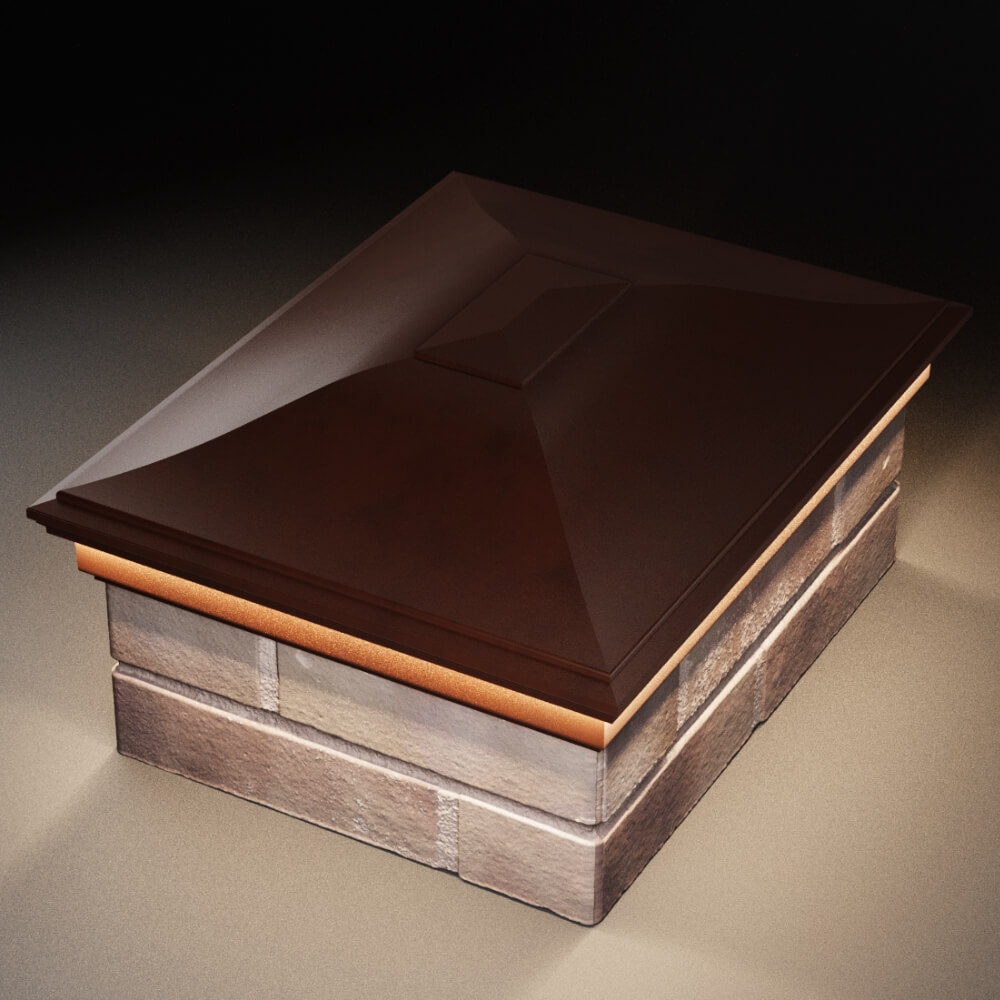 Колпак Zking Монблан Коричневый на столб 2х1.5 кирпича (515х385мм) c подсветкой в Тихорецке фото