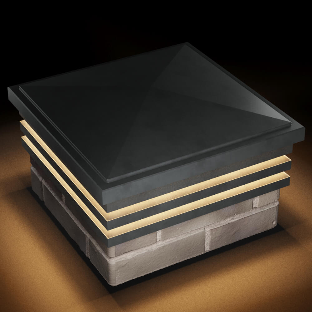 Колпак Zking Бона ХайТек Серый на столб 1.5х1.5 кирпича (385х385мм) с подсветкой в Тихорецке фото