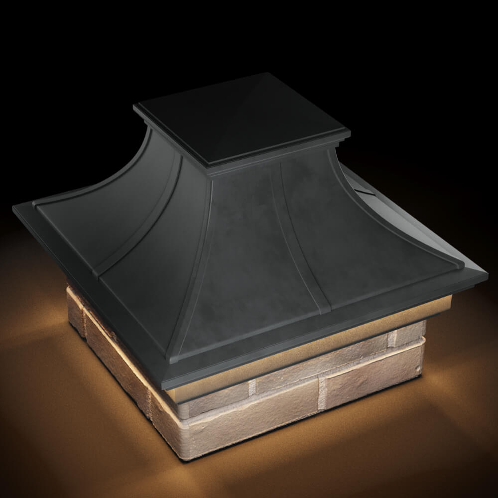 Колпак Zking Монблан Премиум Серый на столб 1.5х1.5 кирпича (385х385мм) с подсветкой в Тихорецке фото