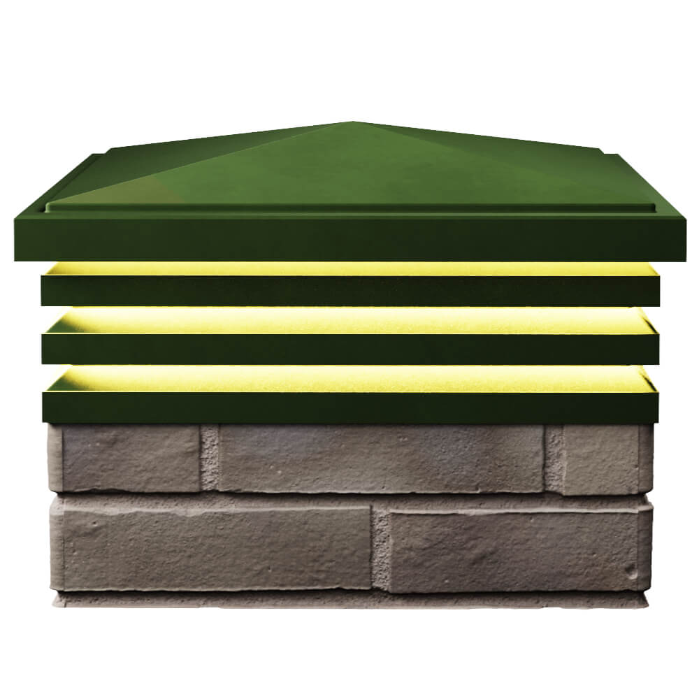 Колпак Zking Бона ХайТек Зеленый на столб 1.5х1.5 кирпича (385х385мм) с подсветкой в Тихорецке фото