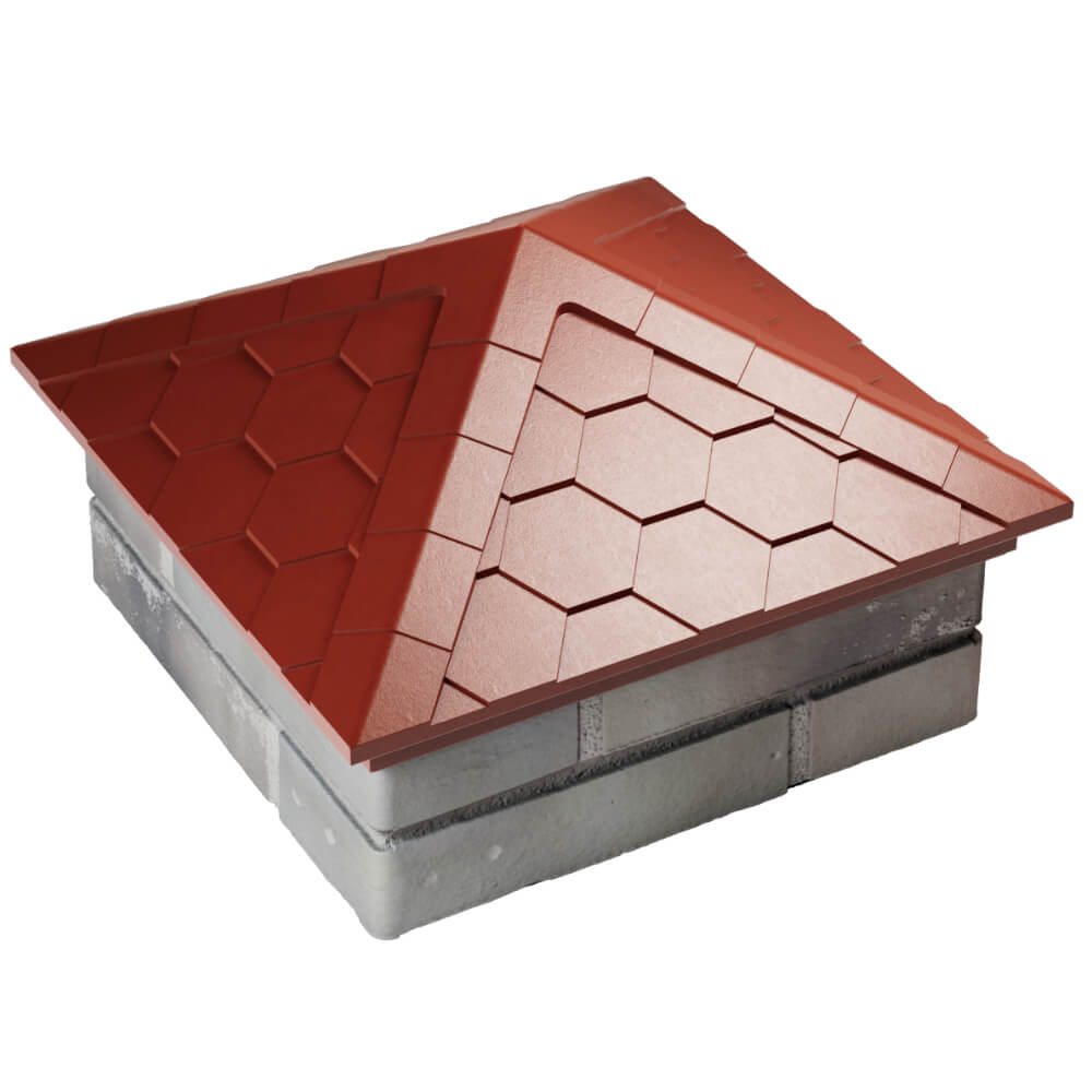 Колпак Zking Эверест Красный на столб 1.5х1.5 кирпича (390х390мм) в Тихорецке фото