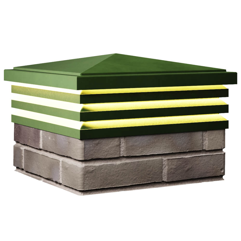 Колпак Zking Бона ХайТек Зеленый на столб 1.5х1.5 кирпича (385х385мм) с подсветкой в Тихорецке фото