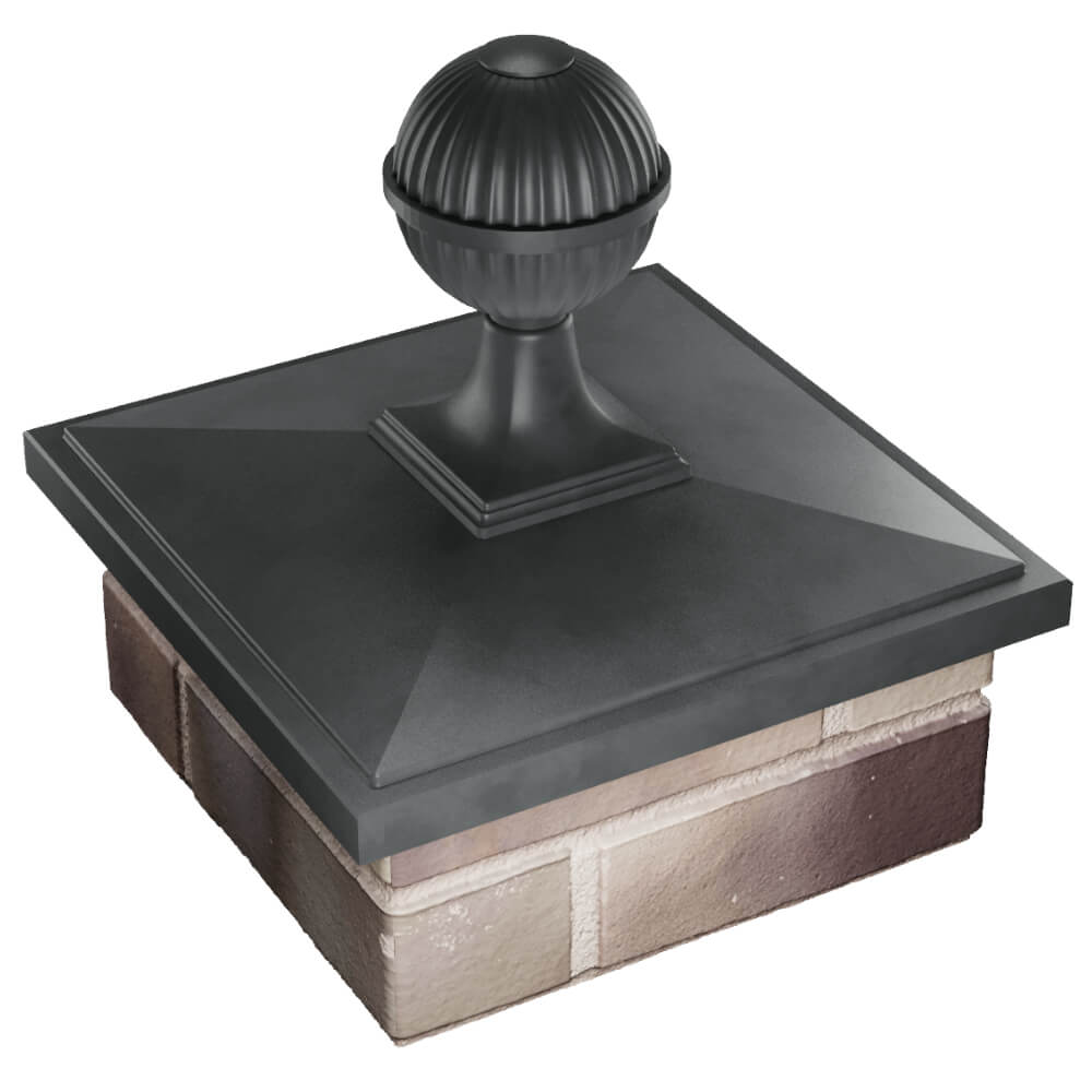 Колпак Zking БонаМоно Серый с шаром на столб 1.5х1.5 кирпича (385х385, 400х400мм) в сборе в Тихорецке фото