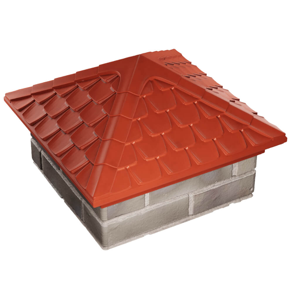 Колпак Zking Эльбрус Красный на столб 1.5х1.5 кирпича (385х385мм) в Тихорецке фото