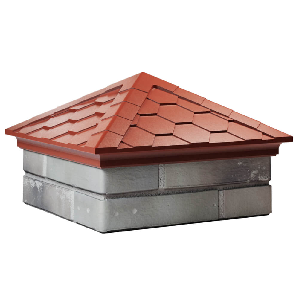 Колпак Zking Эверест Красный на столб 1.5х1.5 кирпича (390х390мм) в Тихорецке фото