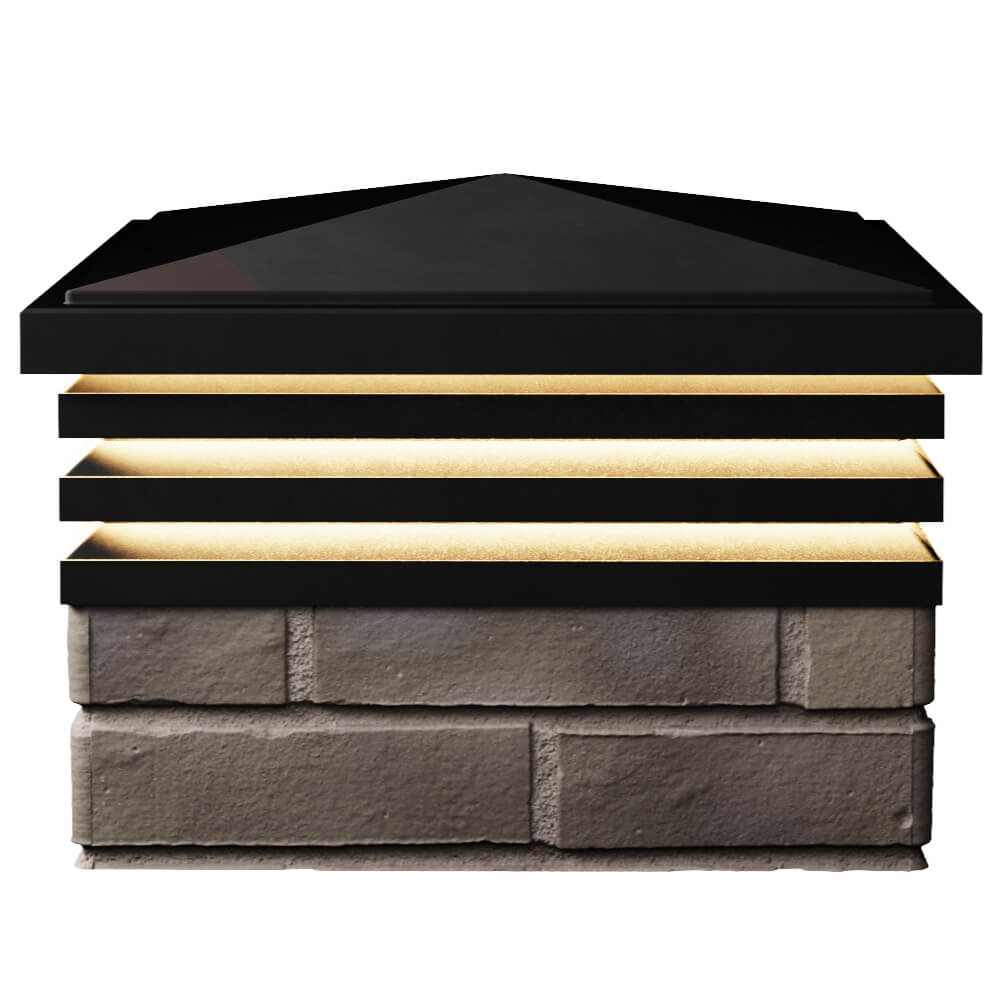 Колпак Zking Бона ХайТек Черный на столб 1.5х1.5 кирпича (385х385мм) с подсветкой в Тихорецке фото