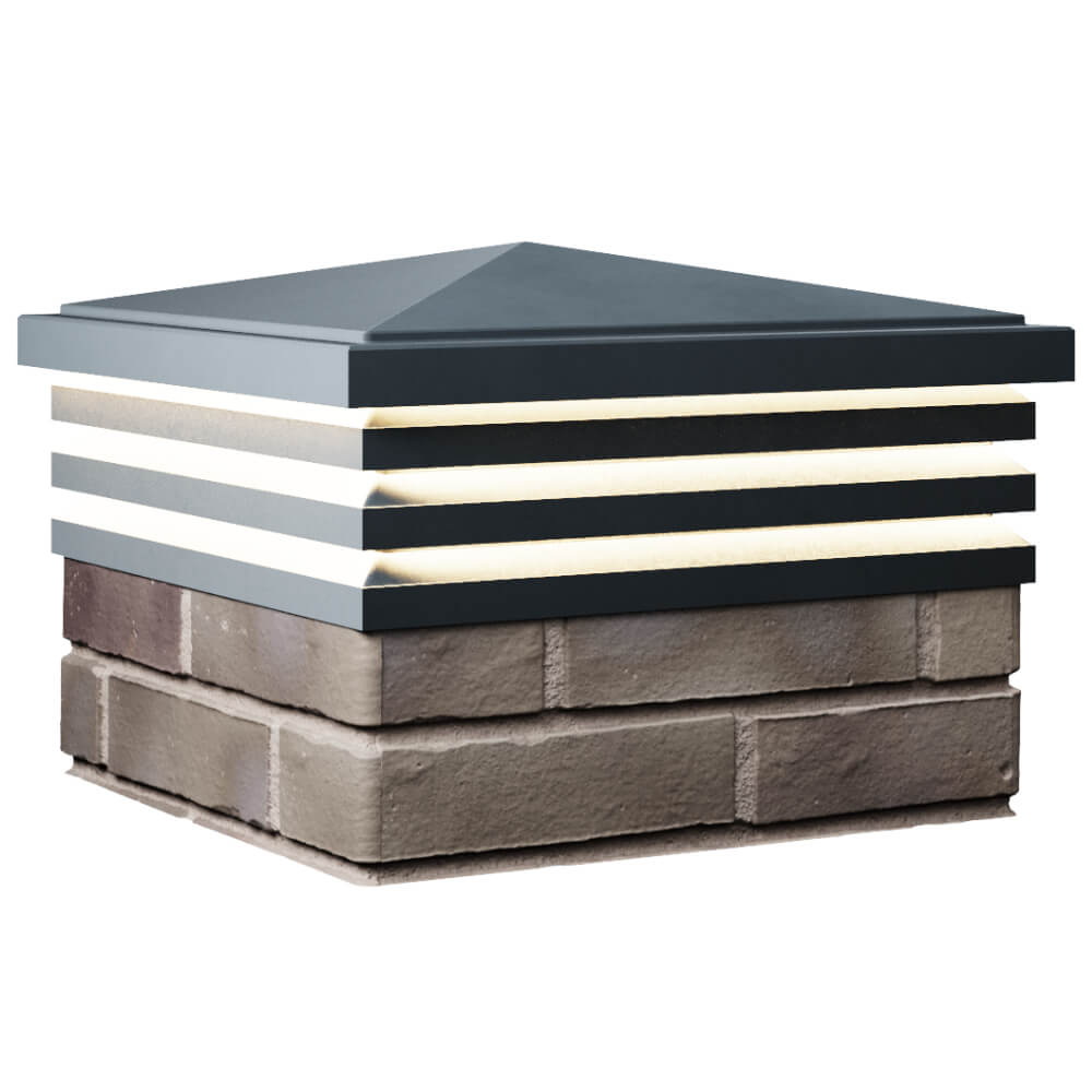 Колпак Zking Бона ХайТек Серый на столб 1.5х1.5 кирпича (385х385мм) с подсветкой в Тихорецке фото