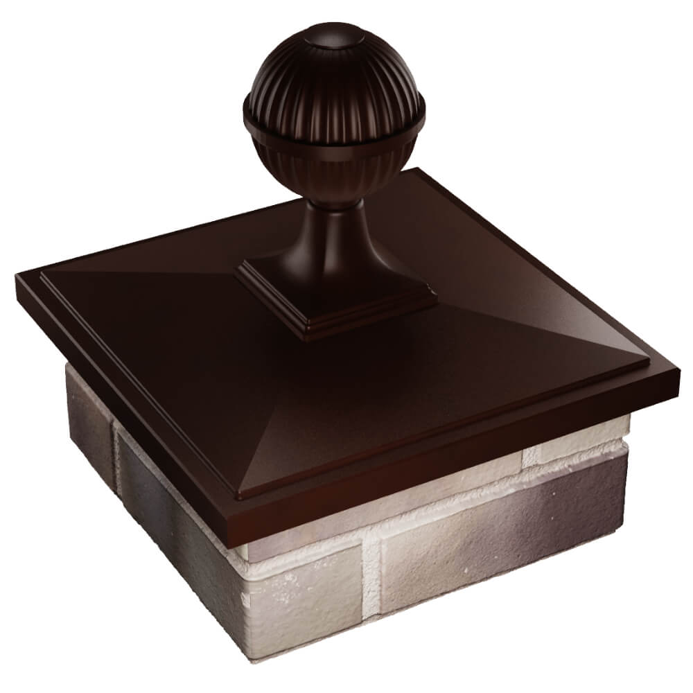 Колпак Zking БонаМоно Коричневый с шаром на столб 1.5х1.5 кирпича (385х385, 400х400мм) в сборе в Тихорецке фото