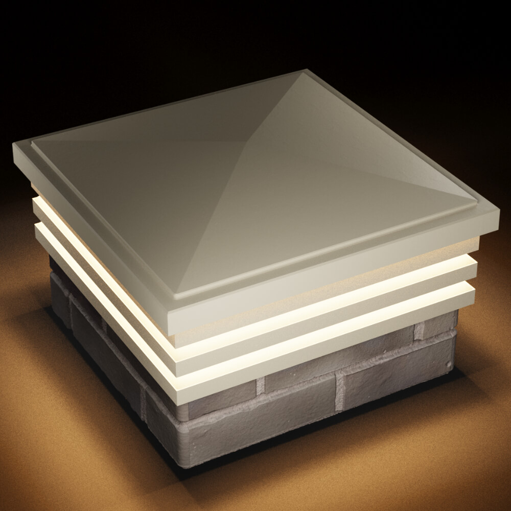 Колпак Zking Бона ХайТек Бежевый на столб 1.5х1.5 кирпича (385х385мм) с подсветкой в Тихорецке фото