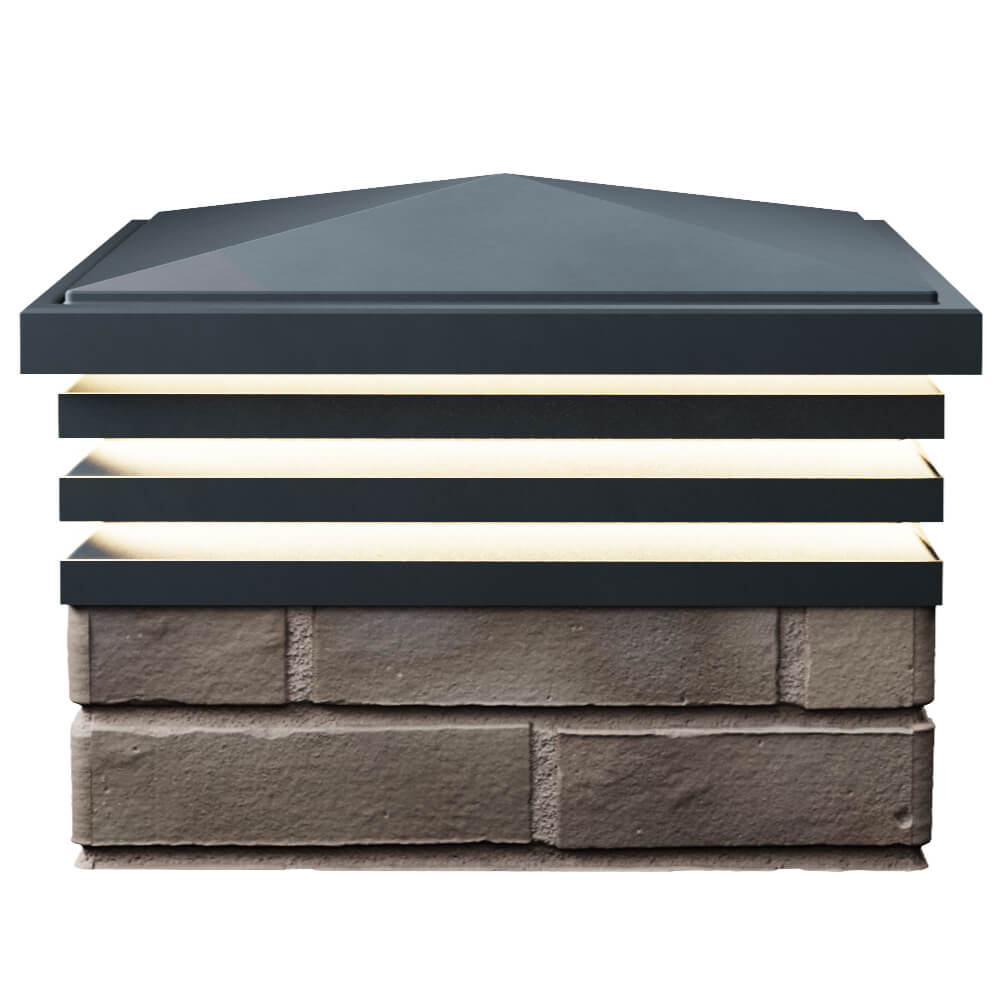 Колпак Zking Бона ХайТек Серый на столб 1.5х1.5 кирпича (385х385мм) с подсветкой в Тихорецке фото