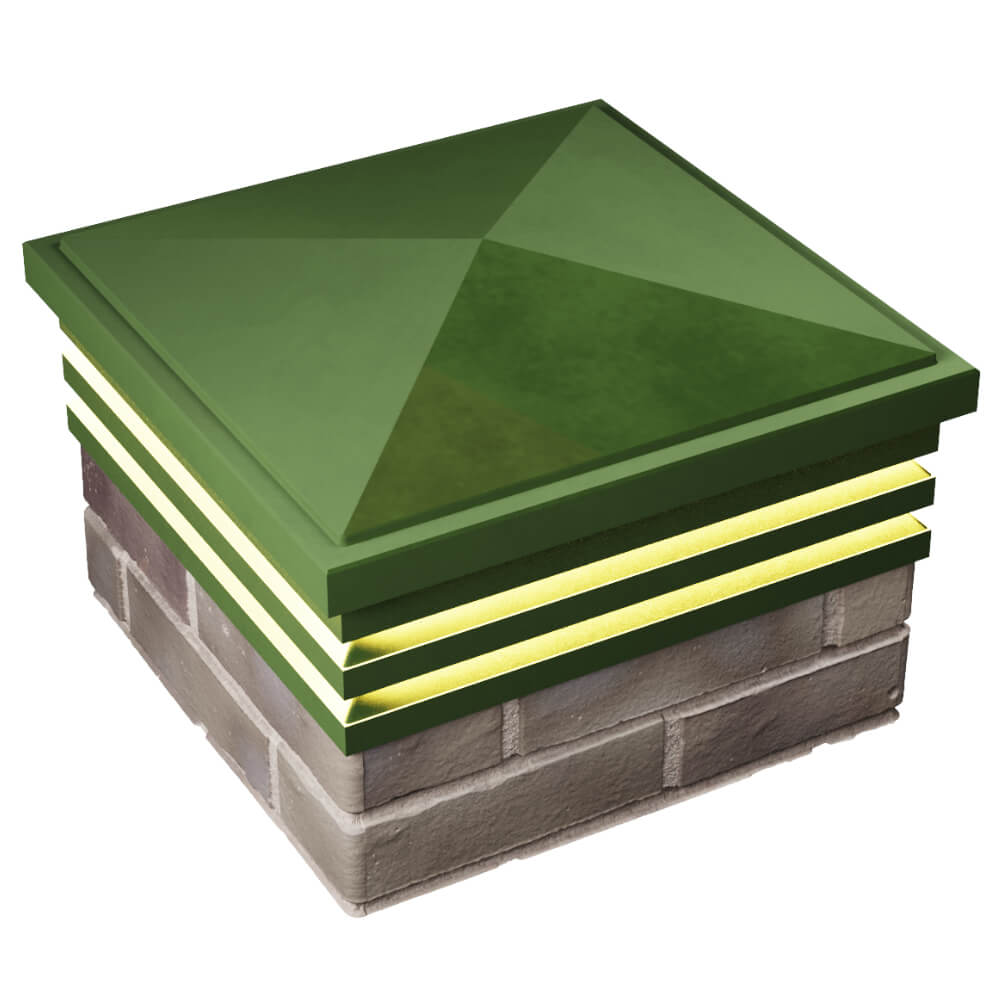 Колпак Zking Бона ХайТек Зеленый на столб 1.5х1.5 кирпича (385х385мм) с подсветкой в Тихорецке фото