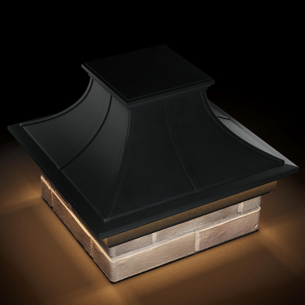 Колпак Zking Монблан Премиум Черный на столб 1.5х1.5 кирпича (385х385мм) с подсветкой в Тихорецке фото
