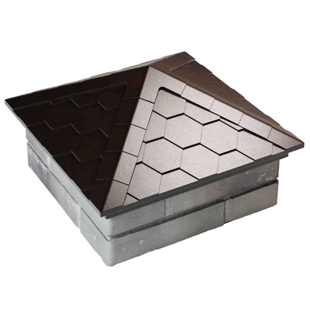 Колпак Zking Эверест Коричневый на столб 1.5х1.5 кирпича (390х390мм) в Тихорецке фото