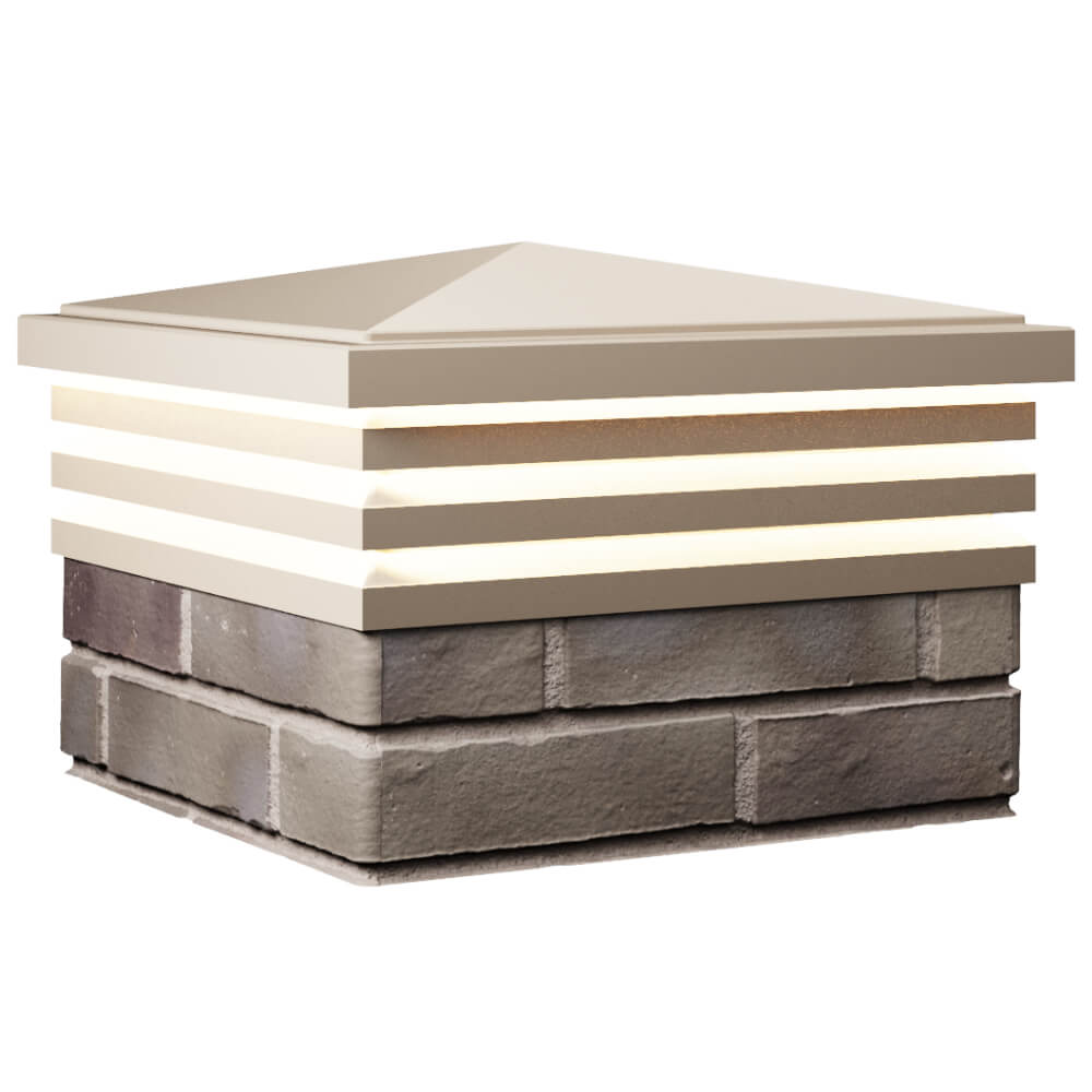 Колпак Zking Бона ХайТек Бежевый на столб 1.5х1.5 кирпича (385х385мм) с подсветкой в Тихорецке фото