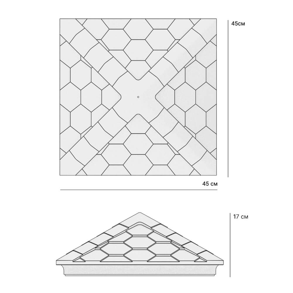 Колпак Zking Эверест Серый на столб 1.5х1.5 кирпича (390х390мм) в Тихорецке фото
