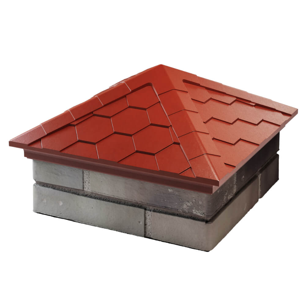 Колпак Zking Эверест Красный на столб 1.5х1.5 кирпича (390х390мм) в Тихорецке фото