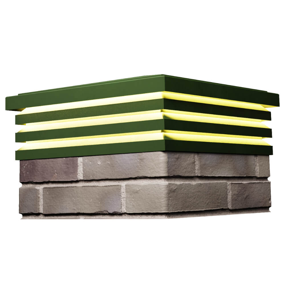 Колпак Zking Бона ХайТек Зеленый на столб 1.5х1.5 кирпича (385х385мм) с подсветкой в Тихорецке фото