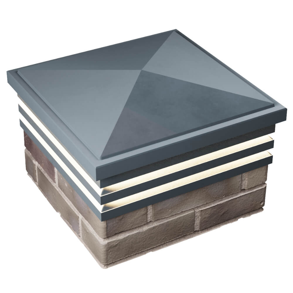 Колпак Zking Бона ХайТек Серый на столб 1.5х1.5 кирпича (385х385мм) с подсветкой в Тихорецке фото