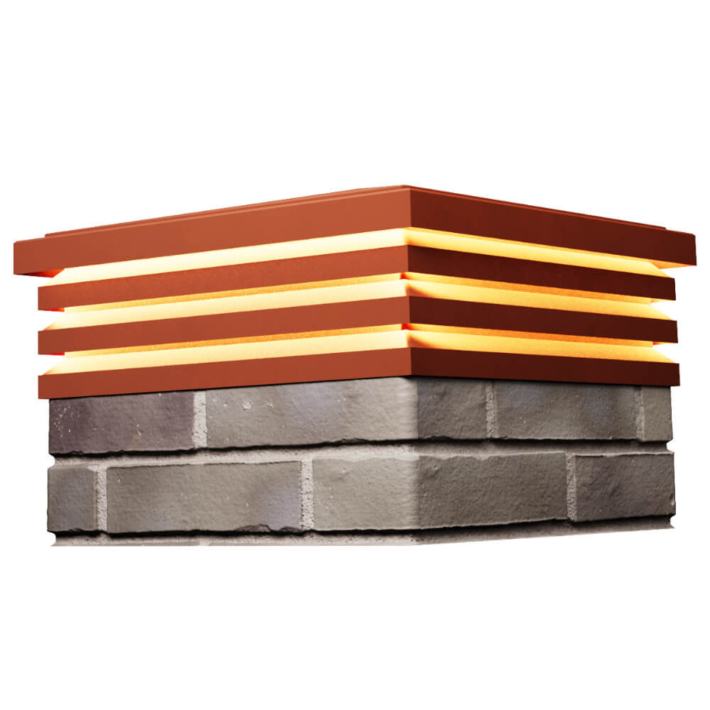 Колпак Zking Бона ХайТек Красный на столб 1.5х1.5 кирпича (385х385мм) с подсветкой в Тихорецке фото