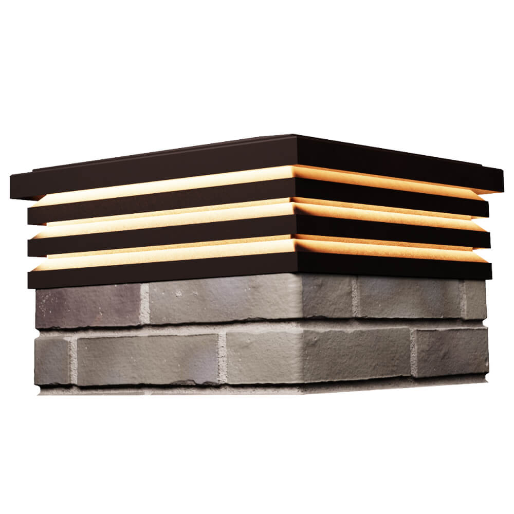 Колпак Zking Бона ХайТек Коричневый на столб 1.5х1.5 кирпича (385х385мм) с подсветкой в Тихорецке фото