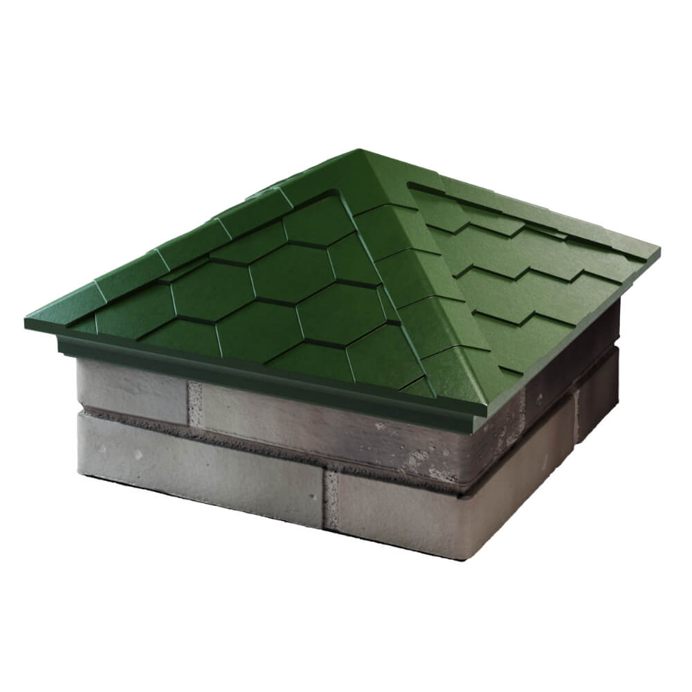 Колпак Zking Эверест Зеленый на столб 1.5х1.5 кирпича (390х390мм) в Тихорецке фото