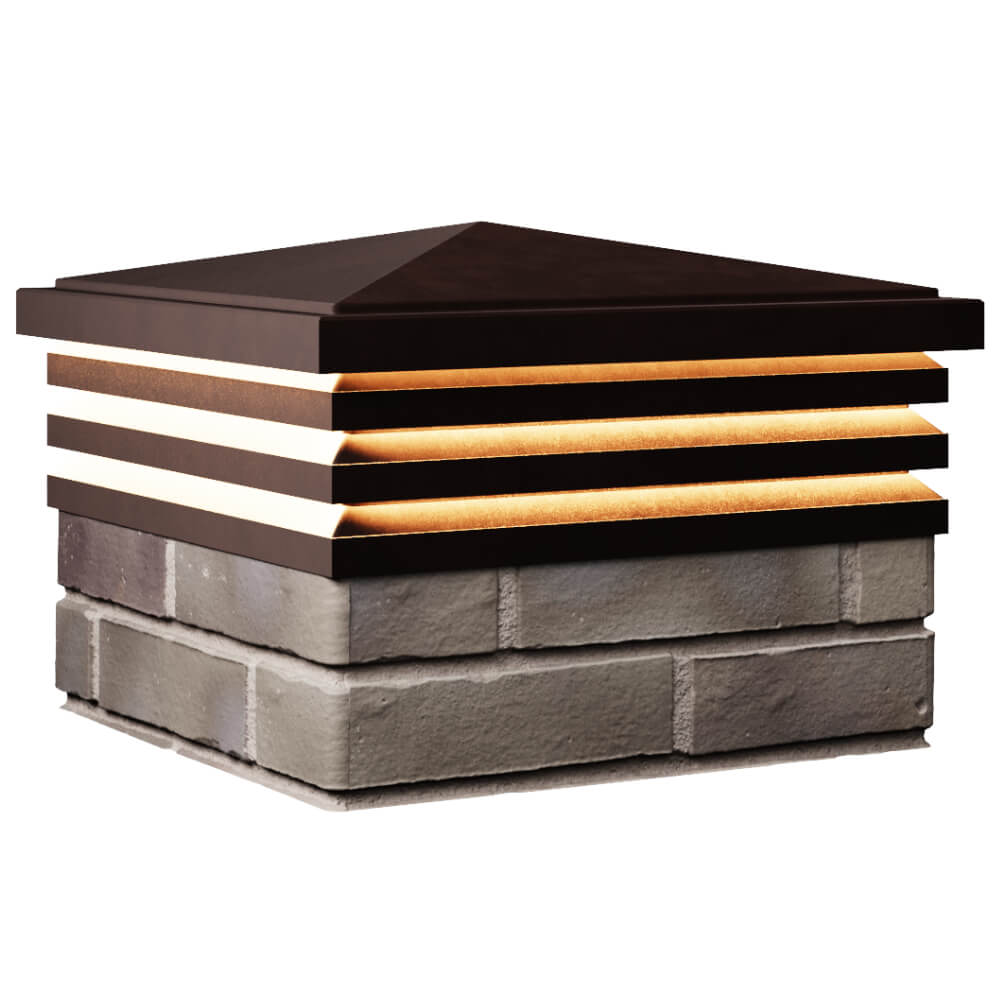 Колпак Zking Бона ХайТек Коричневый на столб 1.5х1.5 кирпича (385х385мм) с подсветкой в Тихорецке фото