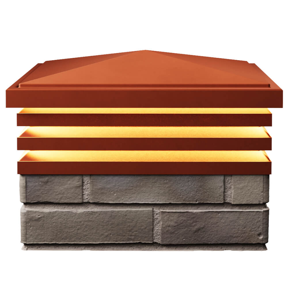 Колпак Zking Бона ХайТек Красный на столб 1.5х1.5 кирпича (385х385мм) с подсветкой в Тихорецке фото