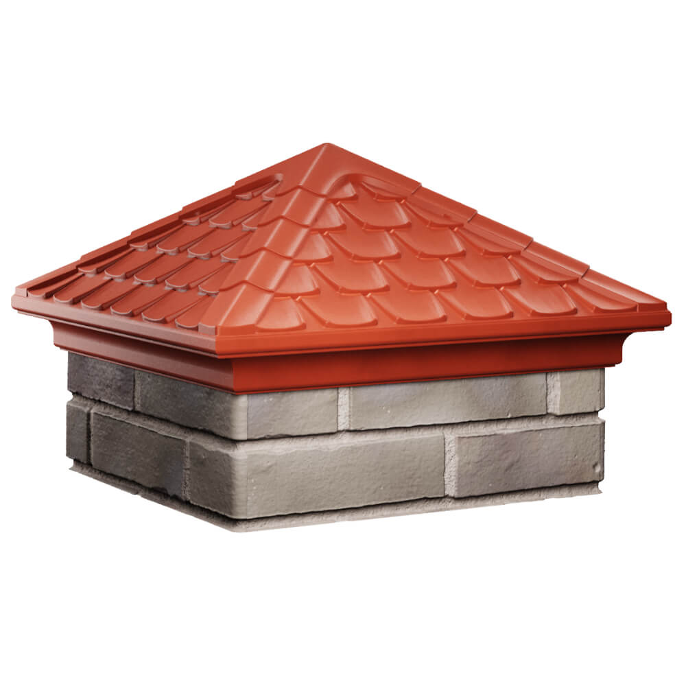 Колпак Zking Эльбрус Красный на столб 1.5х1.5 кирпича (385х385мм) в Тихорецке фото