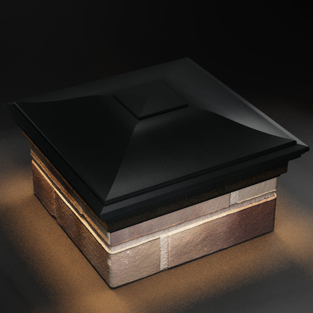 Колпак Zking Монблан Черный на столб 1.5х1.5 кирпича (385х385мм) с подсветкой в Тихорецке фото