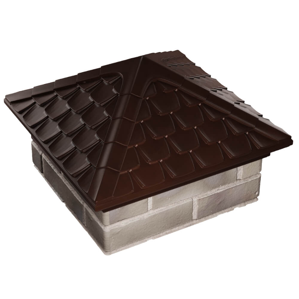 Колпак Zking Эльбрус Коричневый на столб 1.5х1.5 кирпича (385х385мм) в Тихорецке фото