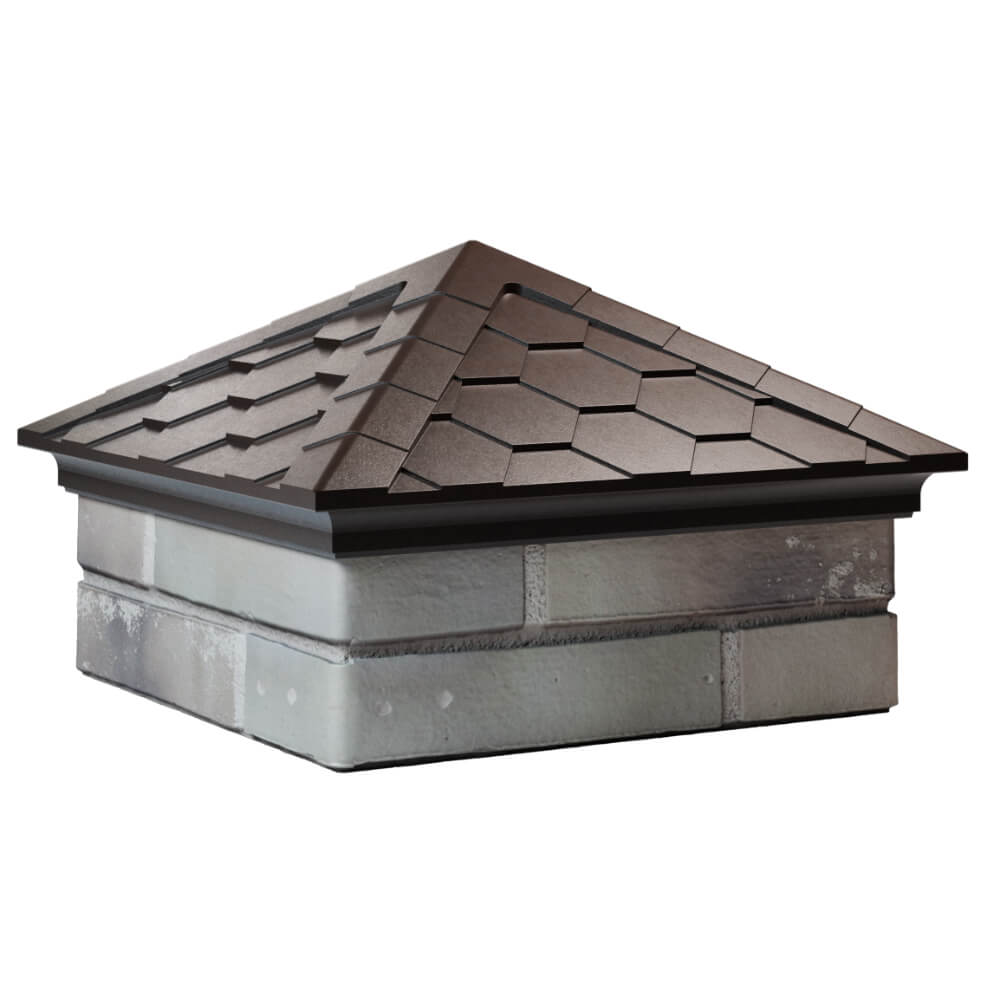 Колпак Zking Эверест Коричневый на столб 1.5х1.5 кирпича (390х390мм) в Тихорецке фото