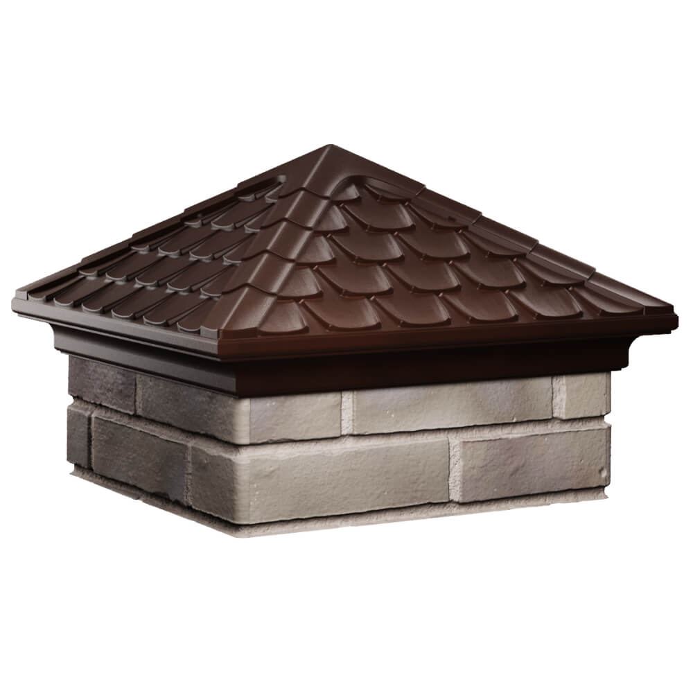 Колпак Zking Эльбрус Коричневый на столб 1.5х1.5 кирпича (385х385мм) в Тихорецке фото