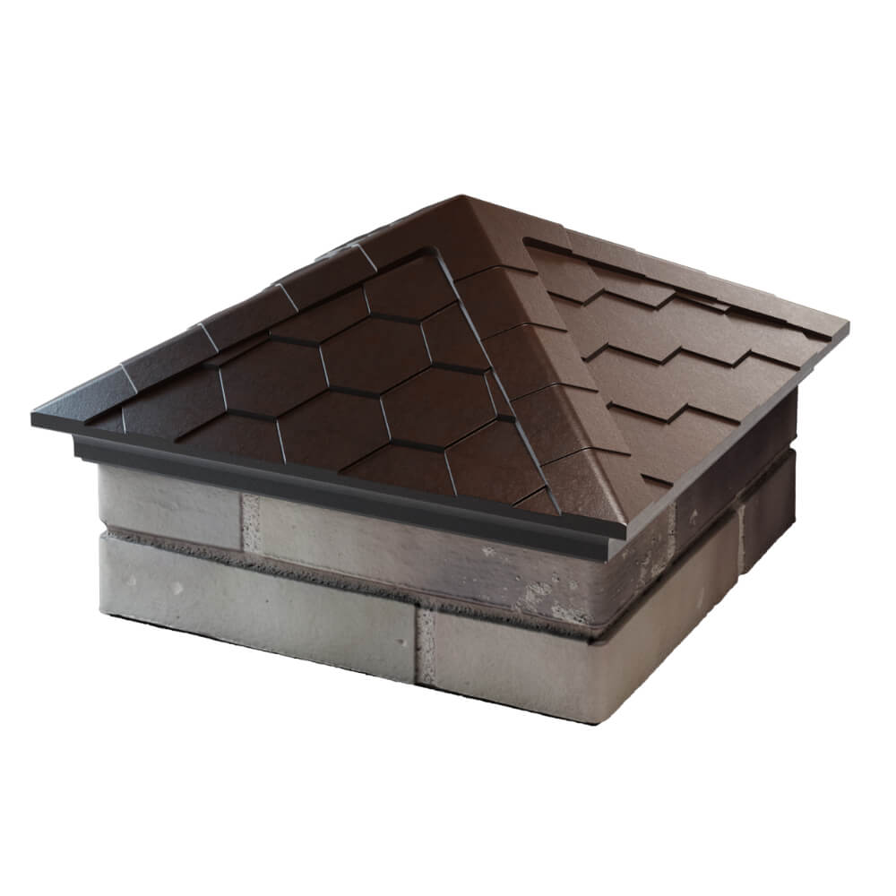 Колпак Zking Эверест Коричневый на столб 1.5х1.5 кирпича (390х390мм) в Тихорецке фото